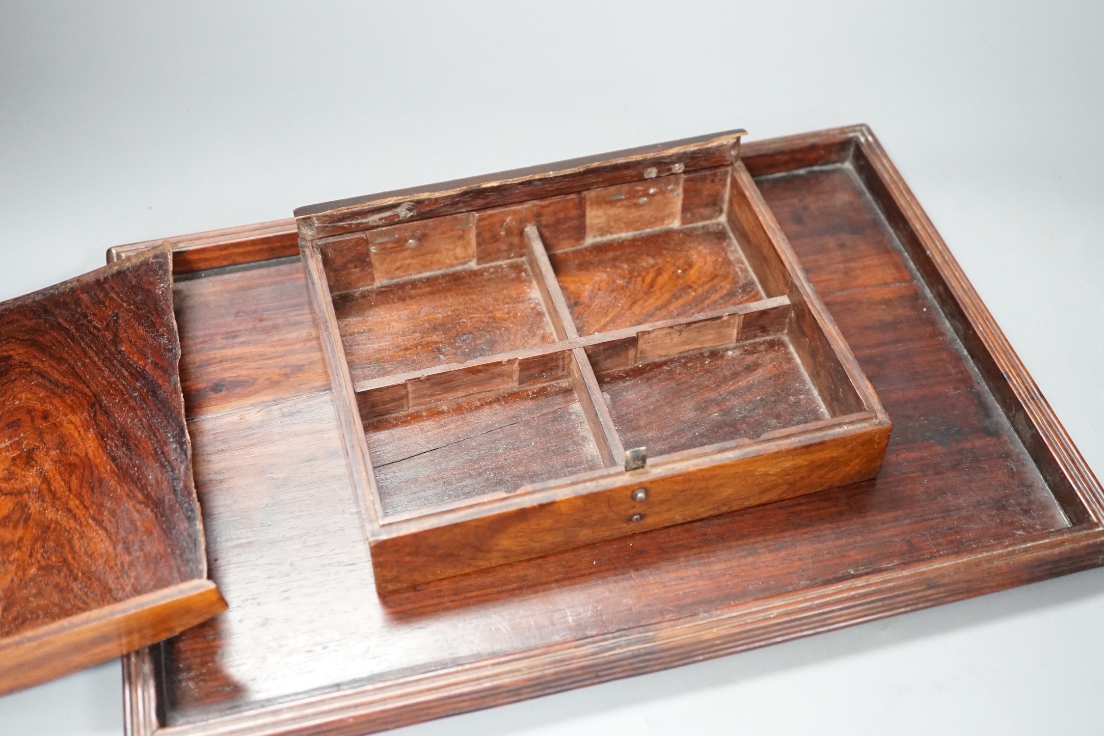 A Chinese huanghuali tray and a similar dome top games box, Qing dynasty (2)